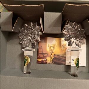 Crystal Waterford Star of Erin Wine Bottle Stoppers pair